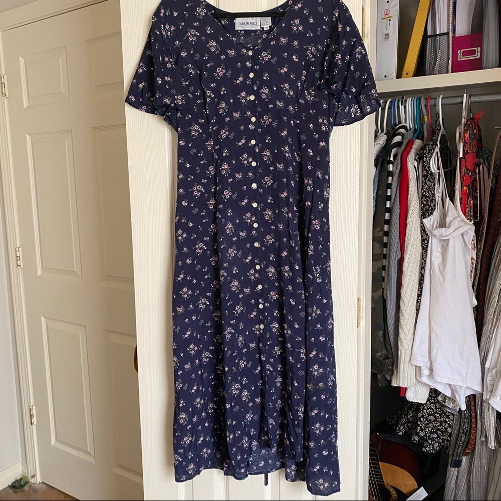 Vintage Navy Floral Dress